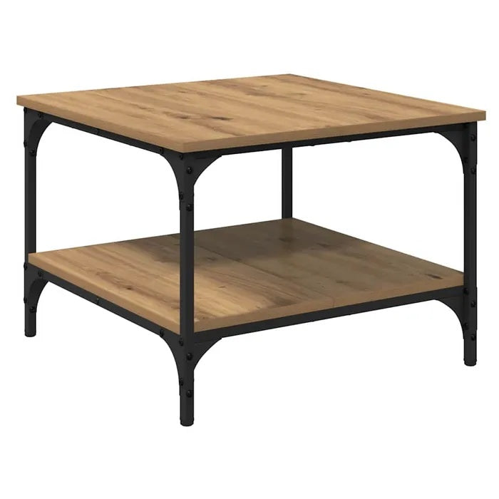 **Technische titel in het Nederlands: Rechte houten salontafel met metalen onderstel**